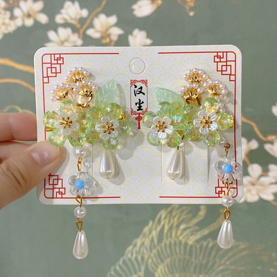 1 par Hanfu cvijet Ručno izrađene ukosnice Žene Djevojčice Dječje Plišane cvjetne resice Ukosnica Ukosnica Ukosnica Dodaci Ukosnice Ukosnice