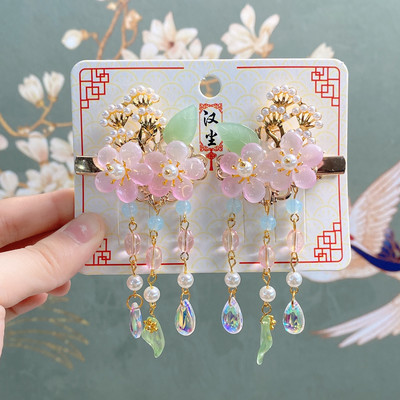 1 par Hanfu cvijet Ručno izrađene ukosnice Žene Djevojčice Dječje Plišane cvjetne resice Ukosnica Ukosnica Ukosnica Dodaci Ukosnice Ukosnice