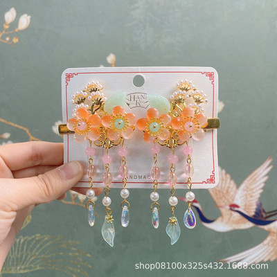 1 par Hanfu cvijet Ručno izrađene ukosnice Žene Djevojčice Dječje Plišane cvjetne resice Ukosnica Ukosnica Ukosnica Dodaci Ukosnice Ukosnice