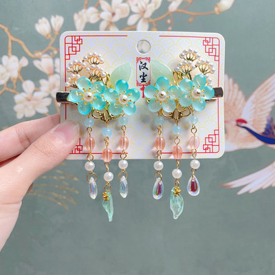 1 par Hanfu cvijet Ručno izrađene ukosnice Žene Djevojčice Dječje Plišane cvjetne resice Ukosnica Ukosnica Ukosnica Dodaci Ukosnice Ukosnice