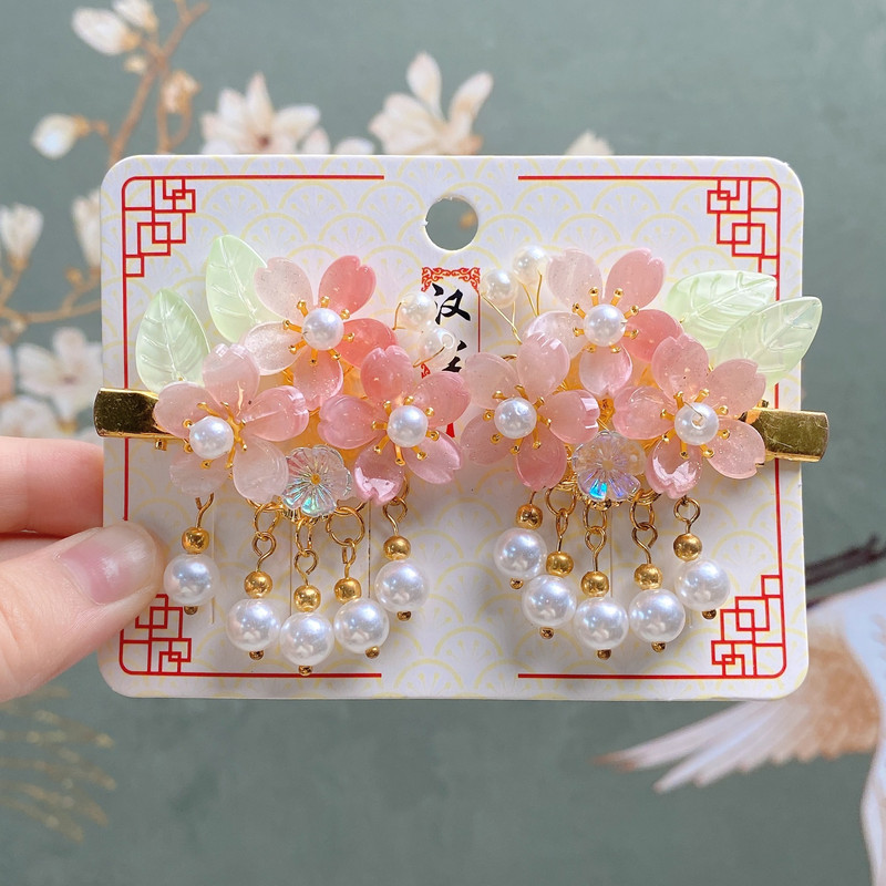 1 par Hanfu cvijet Ručno izrađene ukosnice Žene Djevojčice Dječje Plišane cvjetne resice Ukosnica Ukosnica Ukosnica Dodaci Ukosnice Ukosnice