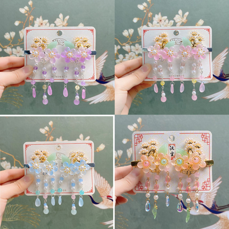 1 par Hanfu cvijet Ručno izrađene ukosnice Žene Djevojčice Dječje Plišane cvjetne resice Ukosnica Ukosnica Ukosnica Dodaci Ukosnice Ukosnice