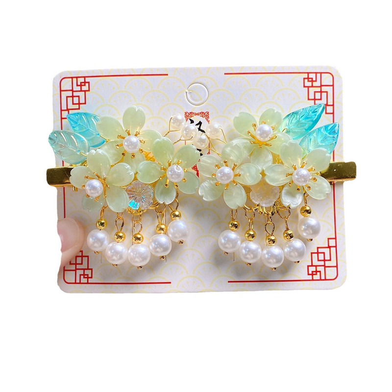 1 par Hanfu cvijet Ručno izrađene ukosnice Žene Djevojčice Dječje Plišane cvjetne resice Ukosnica Ukosnica Ukosnica Dodaci Ukosnice Ukosnice