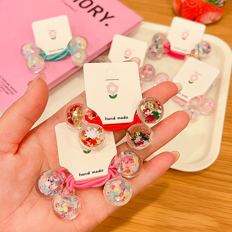 Akrilne šljokice Živi pijesak Okrugle kuglice Perle Elastične trake za kosu za djevojčice Konjski rep Gumene vezice Dječji dodaci za kosu Pokrivala