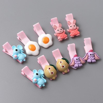 Aranyos Rajzfilmek Hajcsipesz Szett Lány Kiegészítők Lány Hajgumik Csík Gyümölcs Virág Állat Hajtűk Fejfedők Aranyos haj kiegészítők