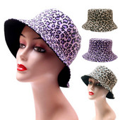 Leopárdmintás kalap Halászsapka Felnőtt Uniszex sapka Divat szabadtéri napos utazás alkalmi cserepes kalap Lila tavaszi és nyári sapka