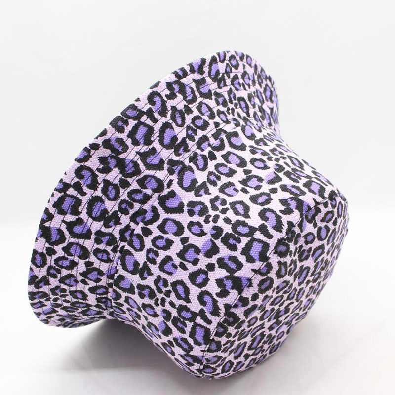 Leopárdmintás kalap Halászsapka Felnőtt Uniszex sapka Divat szabadtéri napos utazás alkalmi cserepes kalap Lila tavaszi és nyári sapka