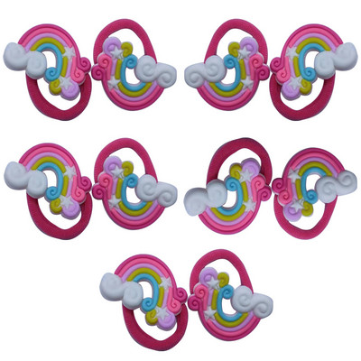 10 DB Rajzfilm nyúl szivárvány hercegnő fejfedő gyerekek nejlon rugalmas hajpántok gyermek nyakkendő lányok kiegészítők baba fejdísz