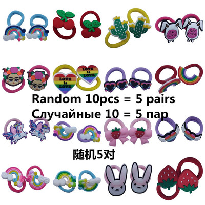 10 DB Rajzfilm nyúl szivárvány hercegnő fejfedő gyerekek nejlon rugalmas hajpántok gyermek nyakkendő lányok kiegészítők baba fejdísz