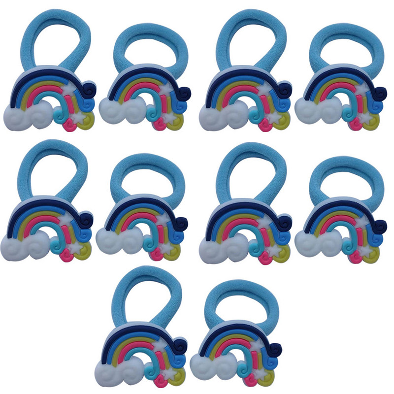 10 DB Rajzfilm nyúl szivárvány hercegnő fejfedő gyerekek nejlon rugalmas hajpántok gyermek nyakkendő lányok kiegészítők baba fejdísz