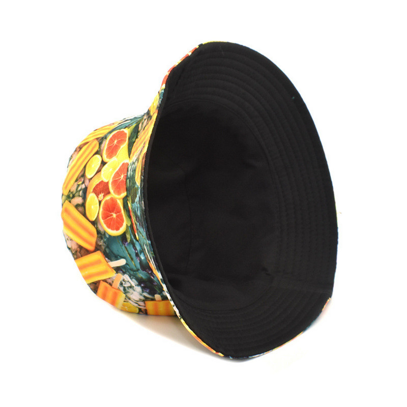 Pălărie de pescar cu imprimare cu model de fructe creative, bărbați și femei, în aer liber, șoarece, pălărie cu găleată, pălărie de soare din paie pentru bărbați