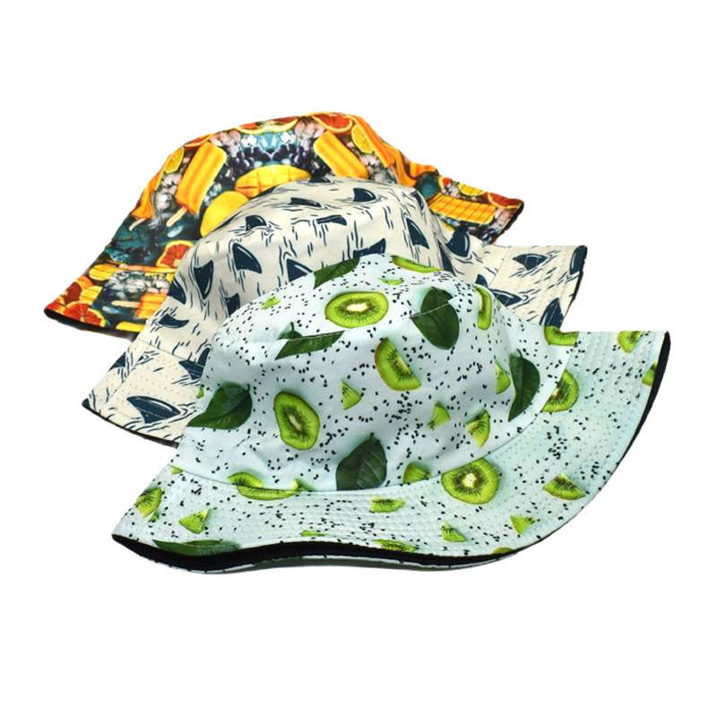 Pălărie de pescar cu imprimare cu model de fructe creative, bărbați și femei, în aer liber, șoarece, pălărie cu găleată, pălărie de soare din paie pentru bărbați