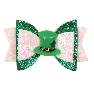 ncmama 3 hüvelykes St. Patrick `s Day Hajmasni Lányoknak Shamrock Nyomtatott Szalag Bowknot Hajfogantyúk Gyerekek Dekorációs Haj kiegészítők