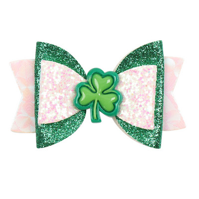 ncmama 3 hüvelykes St. Patrick `s Day Hajmasni Lányoknak Shamrock Nyomtatott Szalag Bowknot Hajfogantyúk Gyerekek Dekorációs Haj kiegészítők