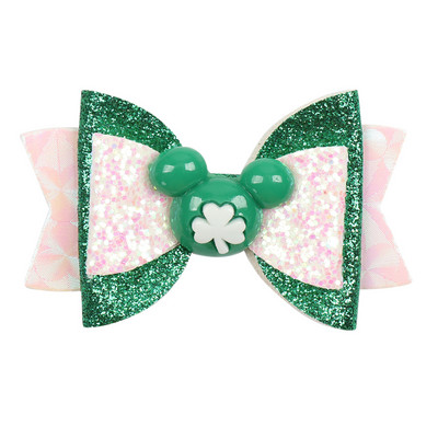 ncmama 3 hüvelykes St. Patrick `s Day Hajmasni Lányoknak Shamrock Nyomtatott Szalag Bowknot Hajfogantyúk Gyerekek Dekorációs Haj kiegészítők