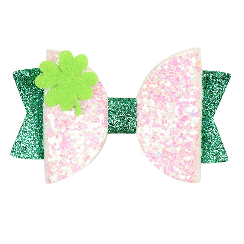 ncmama 3 hüvelykes St. Patrick `s Day Hajmasni Lányoknak Shamrock Nyomtatott Szalag Bowknot Hajfogantyúk Gyerekek Dekorációs Haj kiegészítők