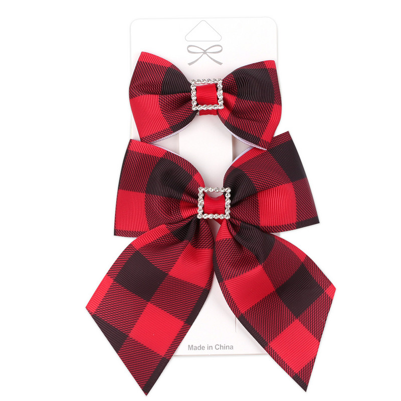 Oaoleer 2PCS/Set 4 inčne kopče za kosu za bebe Karirane gumice za kosu Pokrivala za glavu Princess Baby Kids Koreja Modni dodaci za kosu Drške za kosu