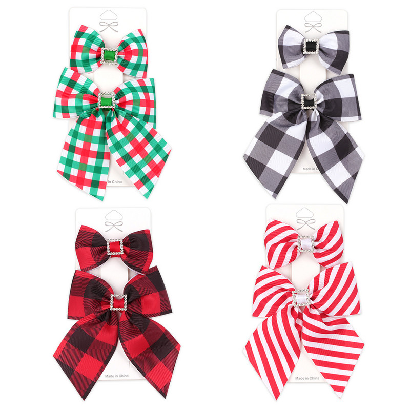 Oaoleer 2PCS/Set 4 inčne kopče za kosu za bebe Karirane gumice za kosu Pokrivala za glavu Princess Baby Kids Koreja Modni dodaci za kosu Drške za kosu