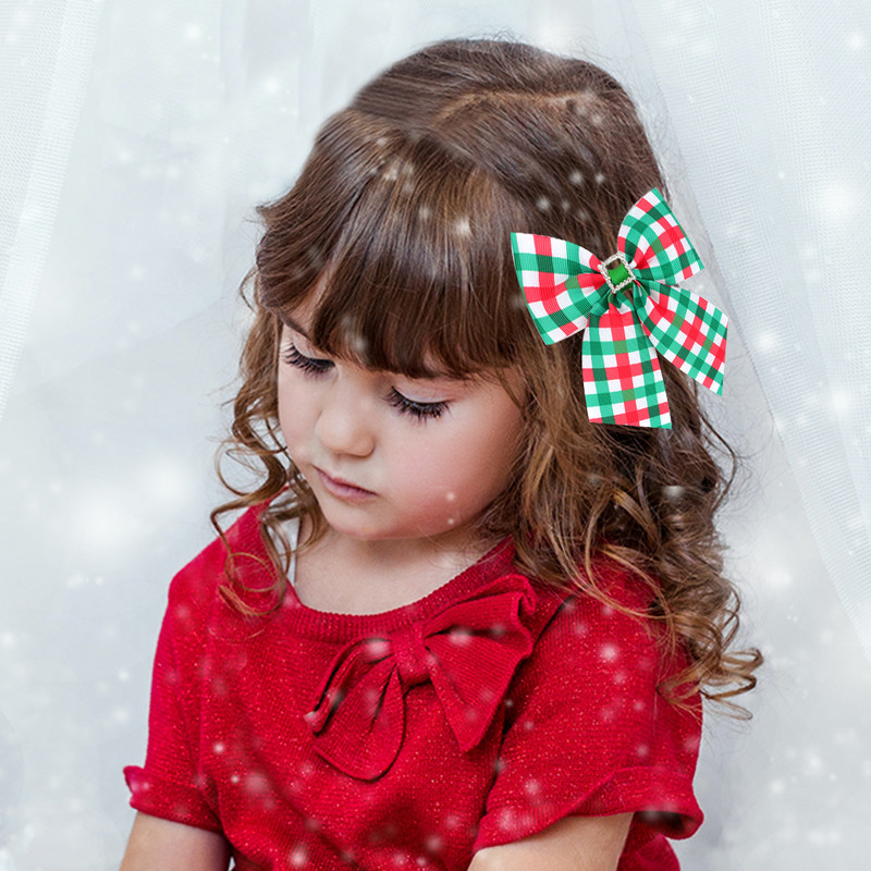 Oaoleer 2PCS/Set 4 inčne kopče za kosu za bebe Karirane gumice za kosu Pokrivala za glavu Princess Baby Kids Koreja Modni dodaci za kosu Drške za kosu