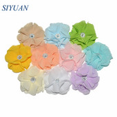 10 kom/lot DIY Boutique tkanina od šifon cvijeta s plastičnim gumbima Dodaci za ukosnice Jednobojna TH296