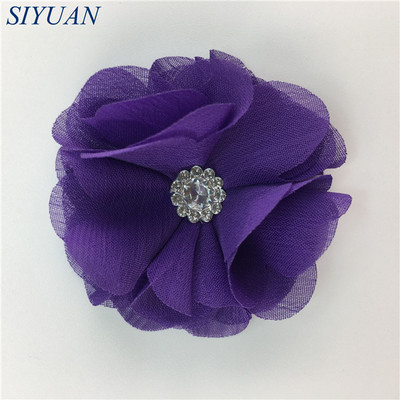 10 kom/lot DIY Boutique tkanina od šifon cvijeta s plastičnim gumbima Dodaci za ukosnice Jednobojna TH296