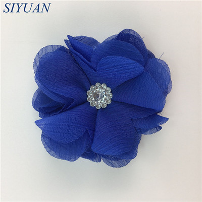 10 kom/lot DIY Boutique tkanina od šifon cvijeta s plastičnim gumbima Dodaci za ukosnice Jednobojna TH296