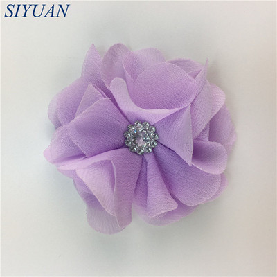 10 kom/lot DIY Boutique tkanina od šifon cvijeta s plastičnim gumbima Dodaci za ukosnice Jednobojna TH296