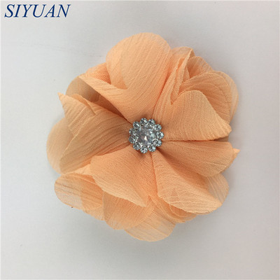 10 kom/lot DIY Boutique tkanina od šifon cvijeta s plastičnim gumbima Dodaci za ukosnice Jednobojna TH296