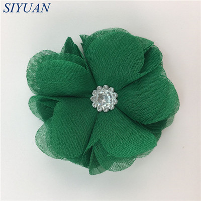 10 kom/lot DIY Boutique tkanina od šifon cvijeta s plastičnim gumbima Dodaci za ukosnice Jednobojna TH296