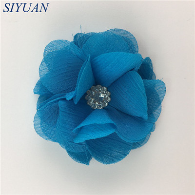 10 kom/lot DIY Boutique tkanina od šifon cvijeta s plastičnim gumbima Dodaci za ukosnice Jednobojna TH296