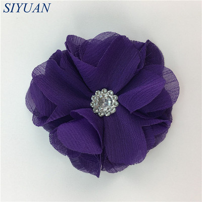 10 kom/lot DIY Boutique tkanina od šifon cvijeta s plastičnim gumbima Dodaci za ukosnice Jednobojna TH296