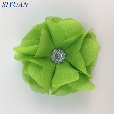 10 kom/lot DIY Boutique tkanina od šifon cvijeta s plastičnim gumbima Dodaci za ukosnice Jednobojna TH296