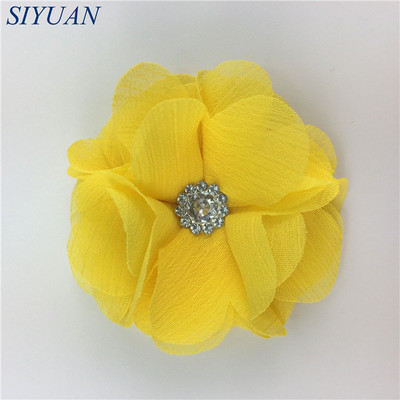 10 kom/lot DIY Boutique tkanina od šifon cvijeta s plastičnim gumbima Dodaci za ukosnice Jednobojna TH296