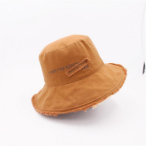 Pălărie de soare pentru femei, din denim, cu litere brodate, șapcă de pescar coreeană, de vară, anti-ultraviolete, pălării cu boruri mari