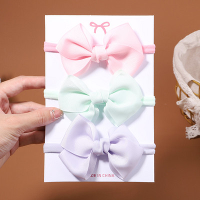 3db/szett Candy Color masni baba fejpánt gyerekeknek lányok újszülött masnis rugalmas hajpántok csecsemő turbán fejfedők hajkiegészítők