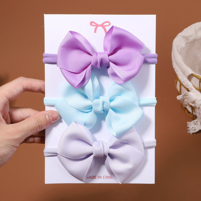 3db/szett Candy Color masni baba fejpánt gyerekeknek lányok újszülött masnis rugalmas hajpántok csecsemő turbán fejfedők hajkiegészítők