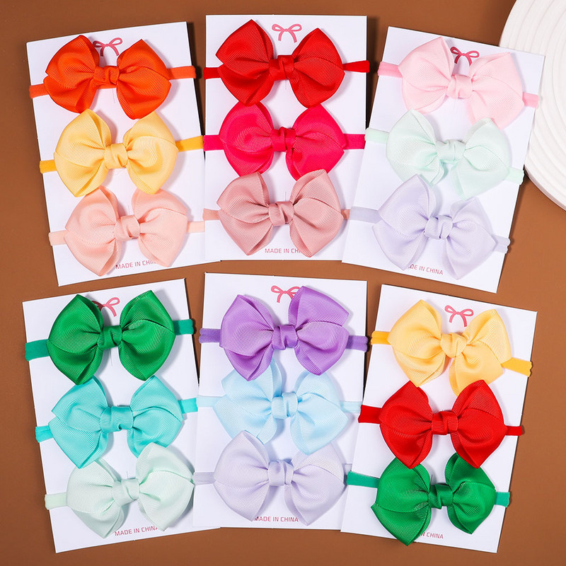 3db/szett Candy Color masni baba fejpánt gyerekeknek lányok újszülött masnis rugalmas hajpántok csecsemő turbán fejfedők hajkiegészítők