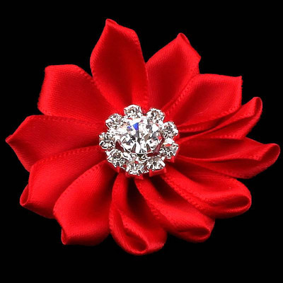 5 kom/lot Mini višeslojna satenska vrpca, cvijeće od 5 cm u 17 boja s gumbom od umjetnog dijamanta, cvijeće od umjetne tkanine za trake za glavu