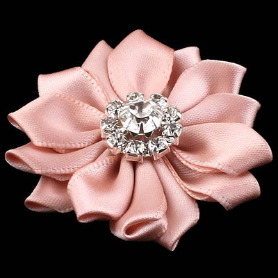 5 kom/lot Mini višeslojna satenska vrpca, cvijeće od 5 cm u 17 boja s gumbom od umjetnog dijamanta, cvijeće od umjetne tkanine za trake za glavu