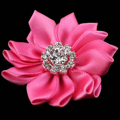 5 kom/lot Mini višeslojna satenska vrpca, cvijeće od 5 cm u 17 boja s gumbom od umjetnog dijamanta, cvijeće od umjetne tkanine za trake za glavu