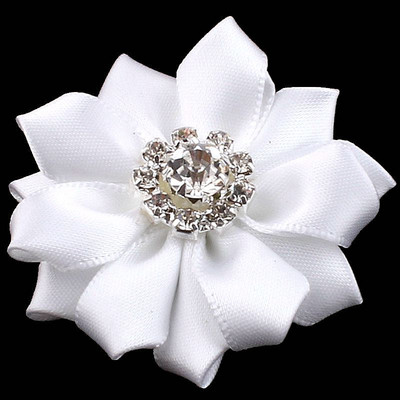 5 kom/lot Mini višeslojna satenska vrpca, cvijeće od 5 cm u 17 boja s gumbom od umjetnog dijamanta, cvijeće od umjetne tkanine za trake za glavu