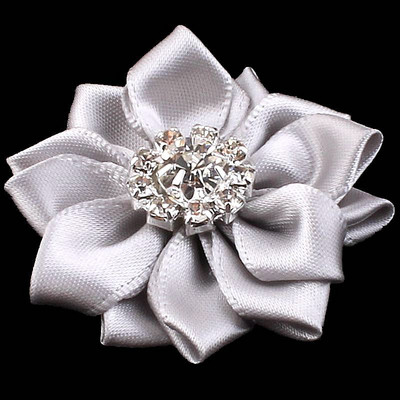 5 kom/lot Mini višeslojna satenska vrpca, cvijeće od 5 cm u 17 boja s gumbom od umjetnog dijamanta, cvijeće od umjetne tkanine za trake za glavu