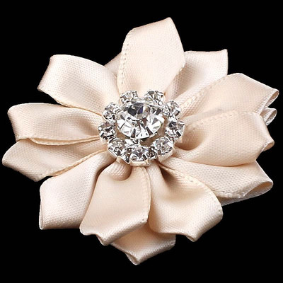 5 kom/lot Mini višeslojna satenska vrpca, cvijeće od 5 cm u 17 boja s gumbom od umjetnog dijamanta, cvijeće od umjetne tkanine za trake za glavu