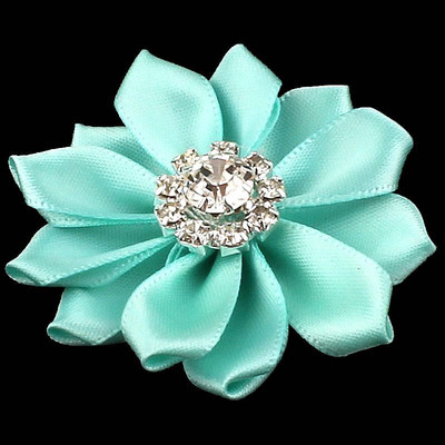 5 kom/lot Mini višeslojna satenska vrpca, cvijeće od 5 cm u 17 boja s gumbom od umjetnog dijamanta, cvijeće od umjetne tkanine za trake za glavu