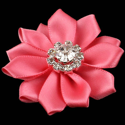 5 kom/lot Mini višeslojna satenska vrpca, cvijeće od 5 cm u 17 boja s gumbom od umjetnog dijamanta, cvijeće od umjetne tkanine za trake za glavu