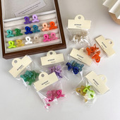 4 DB/Szett Akril Aranyos Candy Color Kicsi Hajrák Lányoknak Virágcsillag Hajcsipesz Gyerekek Mini Hajtű Hajkiegészítők