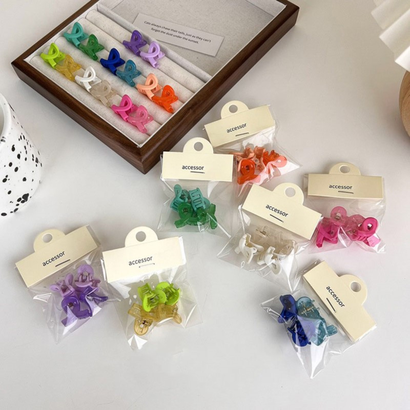 4 DB/Szett Akril Aranyos Candy Color Kicsi Hajrák Lányoknak Virágcsillag Hajcsipesz Gyerekek Mini Hajtű Hajkiegészítők