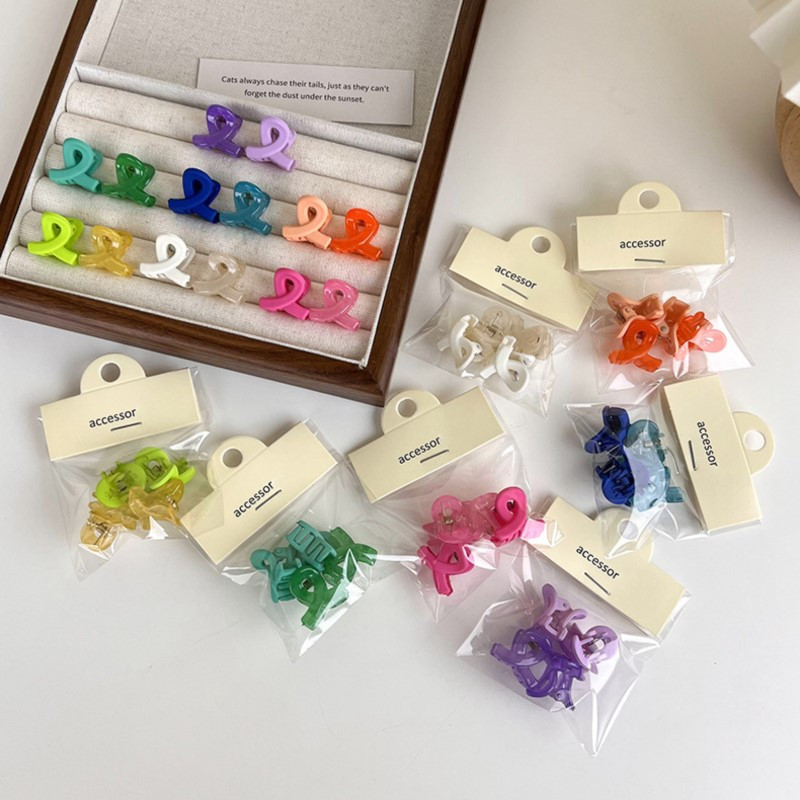 4 DB/Szett Akril Aranyos Candy Color Kicsi Hajrák Lányoknak Virágcsillag Hajcsipesz Gyerekek Mini Hajtű Hajkiegészítők