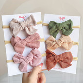 4 kom/set slatka pamučna lanena puna traka za glavu s leopardovim otiskom za djevojčice, traka za glavu, dječji dodaci za kosu