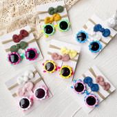 3 bucăți/set fundite pentru copii bentiță ochelari de soare cu flori pentru fete accesorii pentru fotografie de plajă benzi de păr pentru copii mici Accesorii pentru păr pentru copii